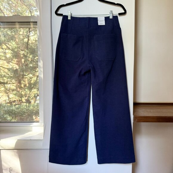 NWT Anthropologie Maeve Colette Brushed Knit Cropped Wide Leg Pants Navy 27 - Picture 11 of 12